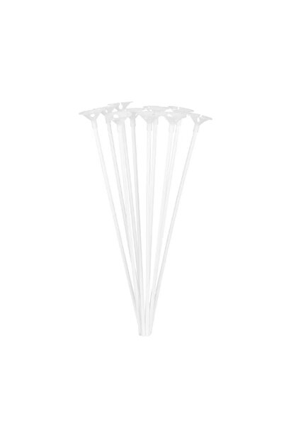 Flippy Set of 10 Balloon Sticks with Rosettes, 40 cm, Transparent