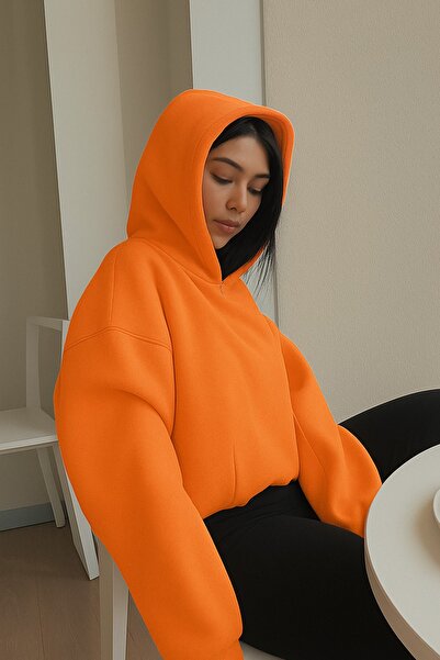 DM DOLCE MORE Hanorac unisex de culoare uni din bumbac pieptănat cu 3 fire