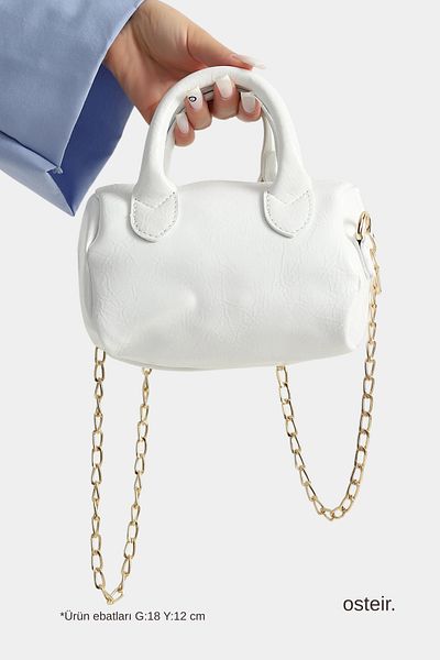 osteir Women's Gold Chain Detailed Mini Hand and Shoulder Bag