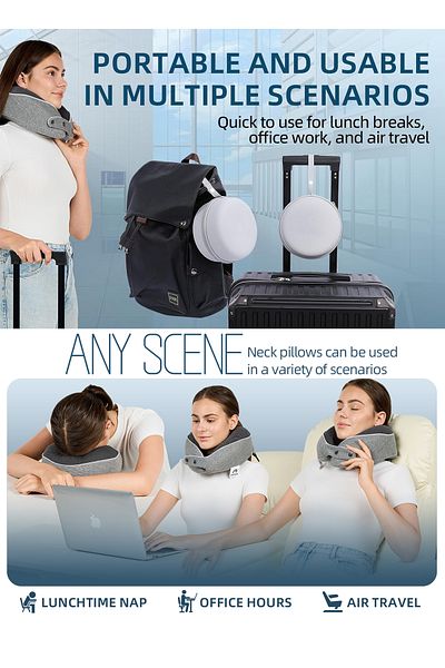 Lotus Luxury Memory Foam Travel Neck Pillow for Airplane, Car & Office with Premium Zipper Storage Bag