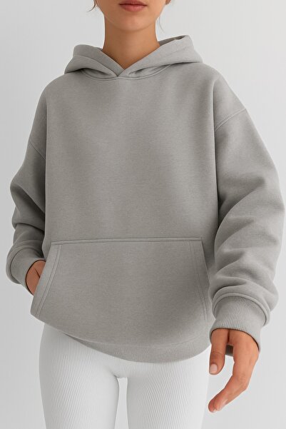 BENROMA Hanorac unisex din bumbac pieptănat cu 3 fire, culoare uni