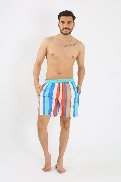 Celira Men's Patterned Zipper Pocket Swim Shorts Blue