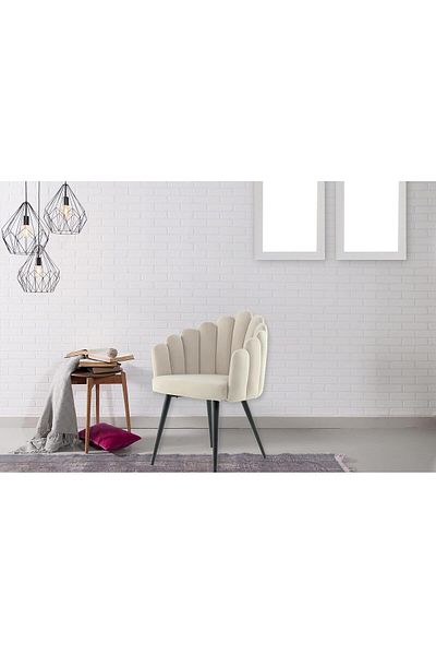 MAPLE HOME DECORATION Dinning Chair, Soft Velvet Seat and Back With Thick Seat Cushion Metal Legs Armchairs (Black)