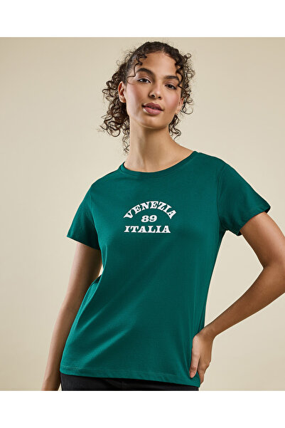 R&B تي شيرت مطبوع برقبة دائرية وأكمام قصيرة