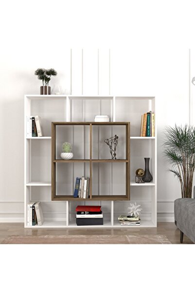 dorpek Ribbon Kitaplık Beyaz - Ceviz