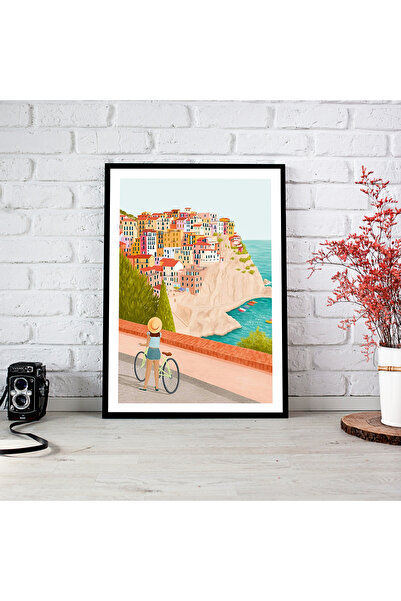 woodsia Tablou cu poster din lemn MDF cu aspect de cadru dintr-o bucată CYMD ...