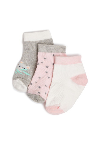R&B 3 Pack Printed Ankle Socks
