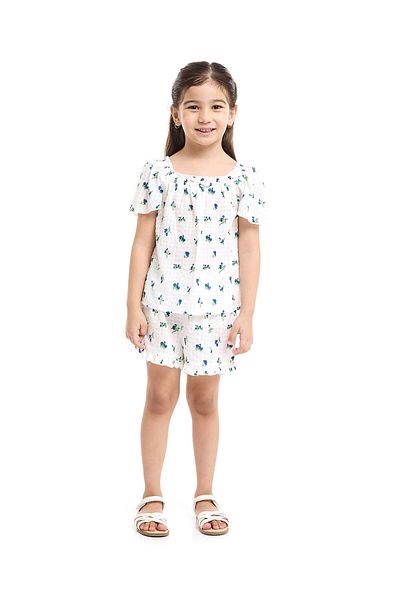 R&B Floral Print Top and Shorts Set
