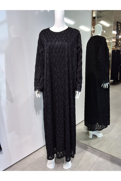 Butik KENDİNDEN SİMLİ BAKLAVA DESENLİ ŞİFON ABİYE