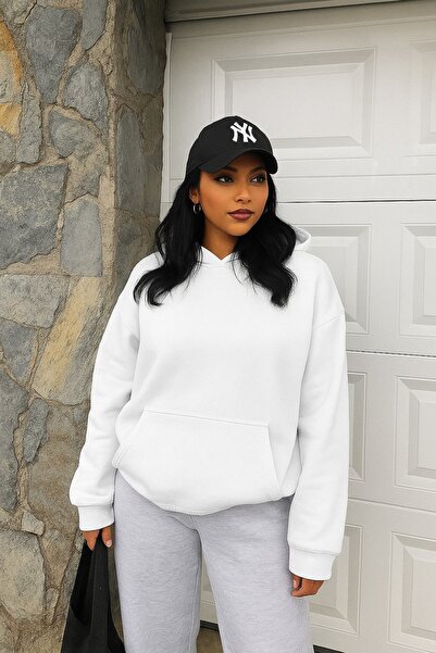 BENROMA سترة رياضية بلون واحد للجنسين مصنوعة من القطن الممشط بثلاث خيوط