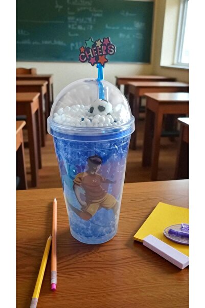 FAMEMUS ACCESSORY Football Character Ball Inside Cup with Straw Lightless Flask