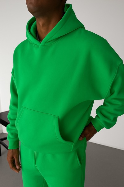 BENROMA سترة رياضية بلون واحد للجنسين مصنوعة من القطن الممشط بثلاث خيوط