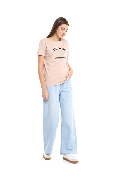 R&B Faded Wide Leg Jeans with Button Closure