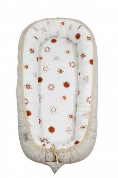 NO BRAND Babynest for children, 80 x 50 cm, adjustable, portable, cot reducer, Tiny Star Sunshine & Beige