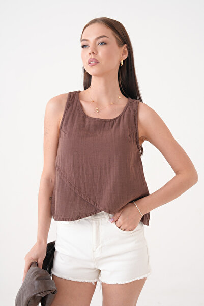 saint majesta Muslin Blouse Vest 100% Cotton Back Button - Women's Stylish Tops - Sm25