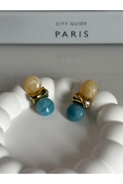 moreist Mavi oval küpe