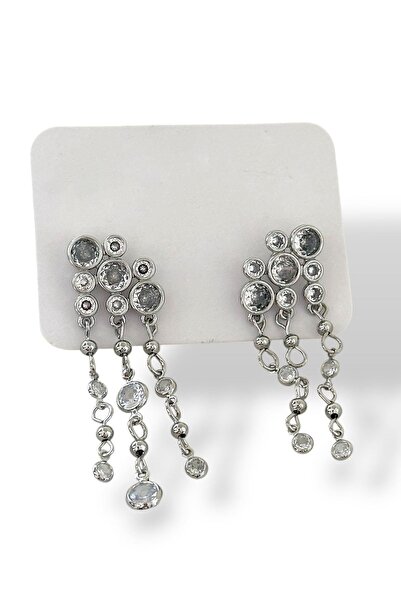 TAKIŞTIR Silver Color Stone Detailed Earrings (Pair)