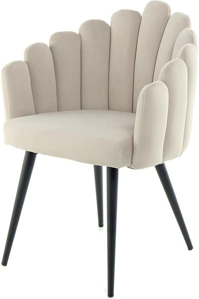 MAPLE HOME DECORATION Dinning Chair, Soft Velvet Seat and Back With Thick Seat Cushion Metal Legs Armchairs (Beige)