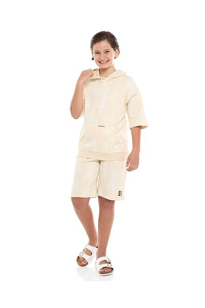 R&B Printed Hoodie and Shorts Set