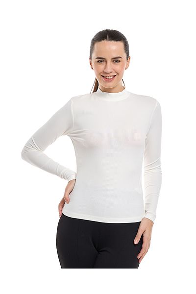 R&B Ribbed Top with Mock Neck and Long Sleeves