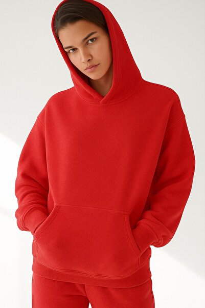 DM DOLCE MORE سترة رياضية بلون واحد للجنسين مصنوعة من القطن الممشط بثلاث خيوط