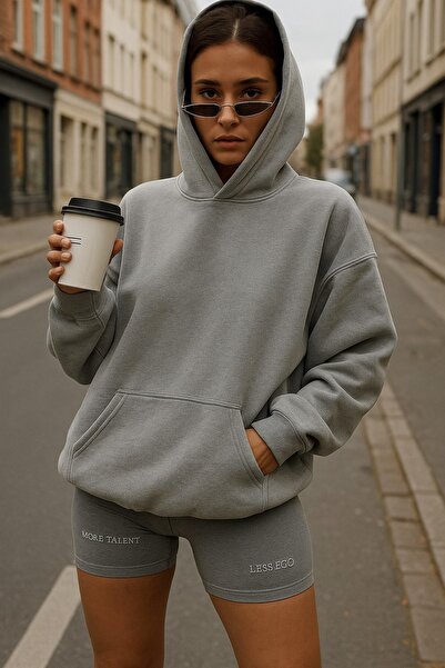 BENROMA سترة رياضية بلون واحد للجنسين مصنوعة من القطن الممشط بثلاث خيوط