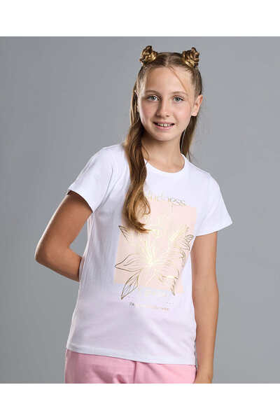 R&B تي شيرت مطبوع برقبة دائرية وأكمام قصيرة