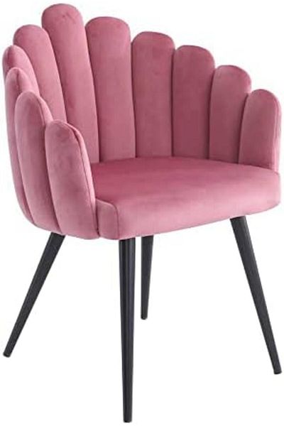 MAPLE HOME DECORATION Dinning Chair, Soft Velvet Seat and Back With Thick Seat Cushion Metal Legs Armchairs (Pink)