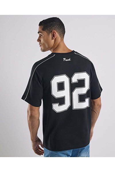 R&B تي شيرت مطبوع برقبة دائرية وأكمام قصيرة