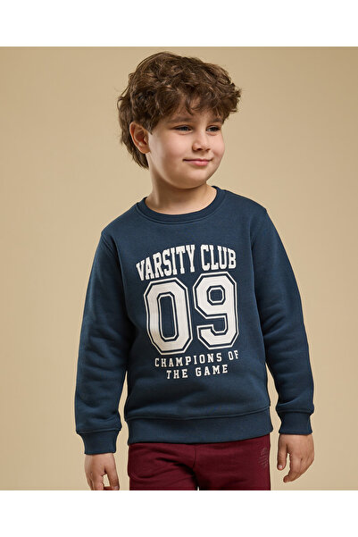 R&B سويت شيرت مطبوع برقبة دائرية وأكمام طويلة