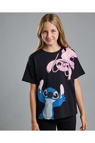 R&B تي شيرت مطبوع عليه غرزة ورقبة دائرية وأكمام قصيرة