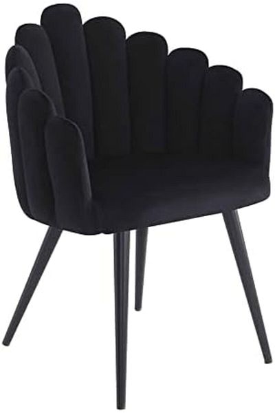 MAPLE HOME DECORATION Dinning Chair, Soft Velvet Seat and Back With Thick Seat Cushion Metal Legs Armchairs (Black)