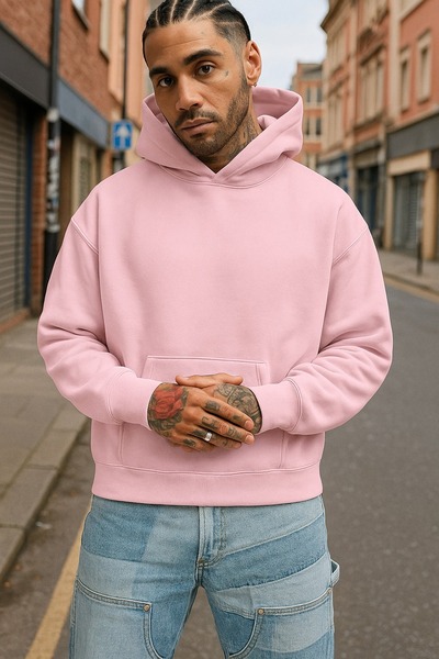 BENROMA سترة رياضية بلون واحد للجنسين مصنوعة من القطن الممشط بثلاث خيوط