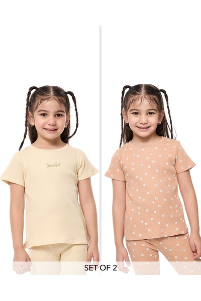 R&B Pack of 2 Printed T-Shirts with Short Sleeves