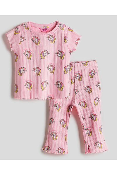 R&B Unicorn Print Clothing Set with Headband