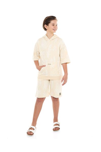 R&B Printed Hoodie and Shorts Set