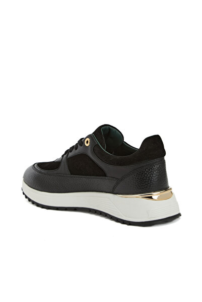 George Hogg Siyah Nakış Detaylı Kadın Deri Sneaker