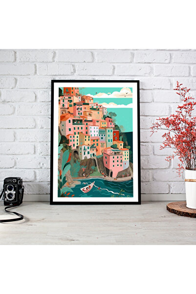 woodsia Tablou cu poster din lemn MDF cu aspect de cadru dintr-o bucată CYMD ...