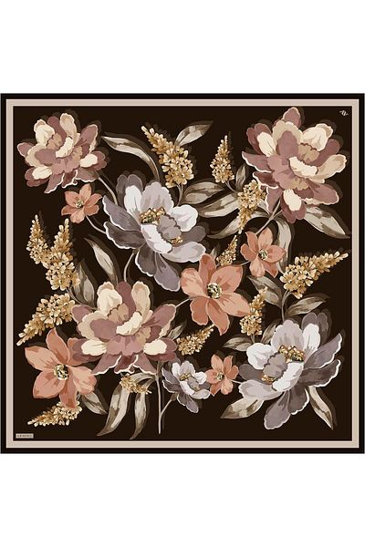 Armine Silk Scarf 2026 Winter - 9414-38 Bitter Coffee Twill