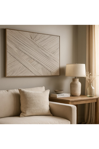 Vi Markets لوحة تجريدية - خطوط من القماش البيج