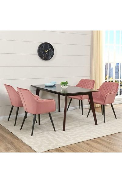 MAPLE HOME DECORATION Dinning Chair, Soft Velvet Seat and Back With Thick Seat Cushion Metal Legs Armchairs (Green)