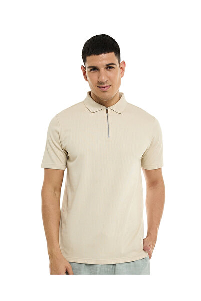 R&B Textured Polo T-Shirt with Short Sleeves