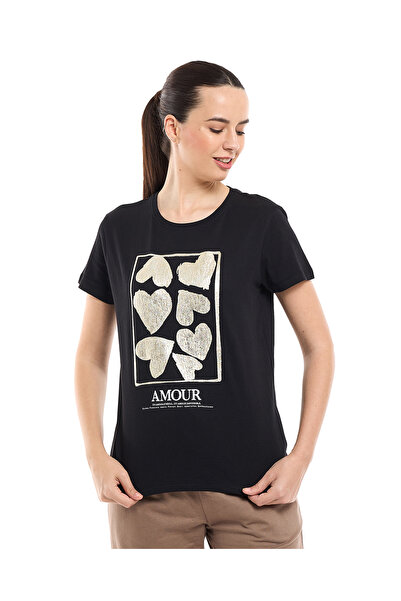 R&B Printed T-Shirt with Crew Neck and Short Sleeves