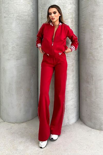FashionForYou Sports suit, ROXXA, with jacket and flared pants, Red, XL