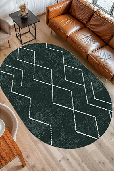 Viyana Home Dijital Kaymaz Taban Sade İskandinav Desen Yıkanabilir Oval Yollu...