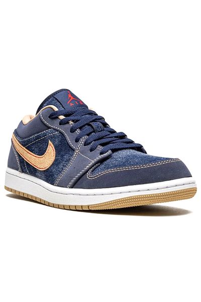 Nike Air Jordan 1 Low SE "Denim" Sneakers for Men – Blue Denim with Brown Trim