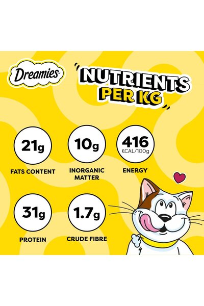 Dreamies Cat Treats with Savoury Salmon 60 g Crunchy Outside Soft Inside for Healthy Happy Cats