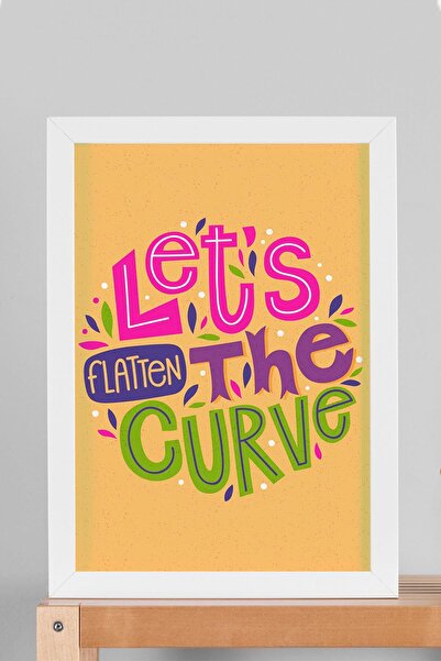 Saturn Let's Flatten The Curve Pictură înrămate - Poster Motivațional cu cadr...
