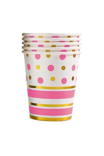 Flippy Set of 10 Paper Cups, Polka Dot & Stripe Print, 250 ml, 7.5x8.5x5.2 cm...