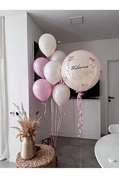 Çemrek Süs Parti مجموعة بالونات على شكل فيونكة وردية مكونة من 11 قطعة